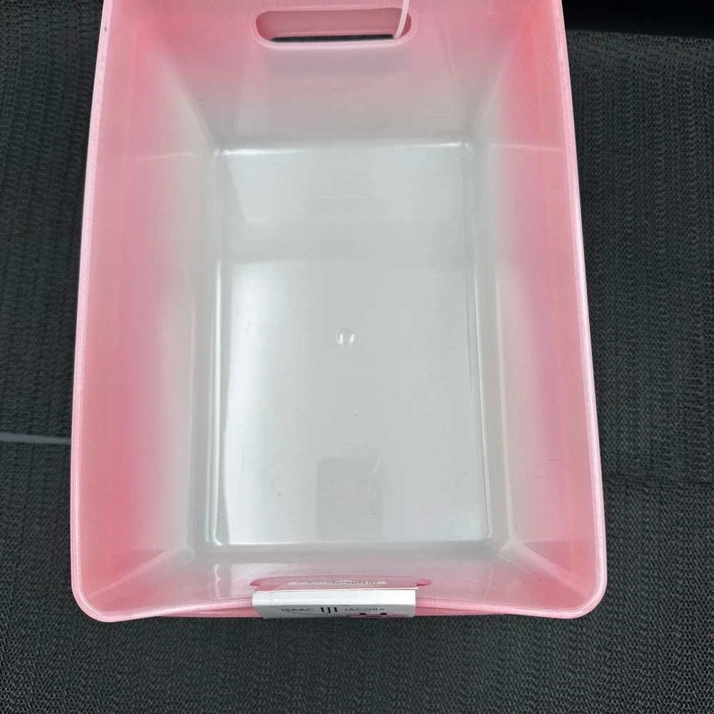 Isaac Jacobs Set of 2 Pink Ombre Storage Bins PB39-L2CG Plastic Organizers